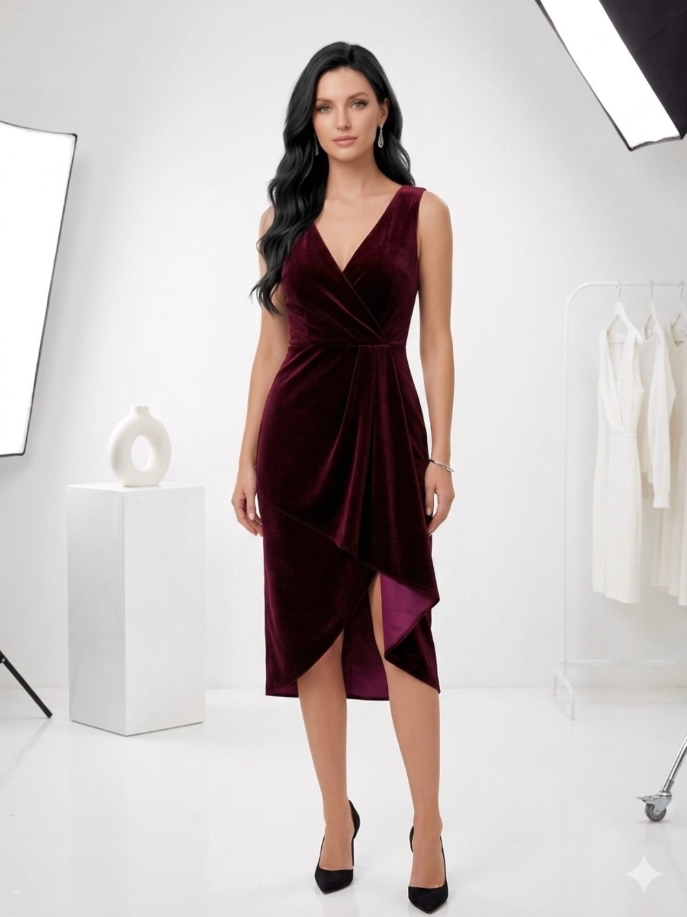 $695 Kobi Halperin Velvet Unstructured Luxurious Italian Couture Dress Size 4